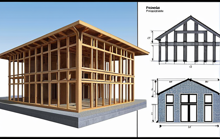 **Architectural Structure Design Principles:** Illustration of structural design principles, showing load analysis and design methods with examples. Suitable for learners with some background knowledge.