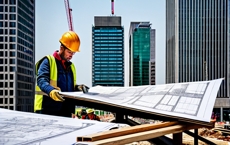 A powerful composite image illustrating the dichotomy of urban development. On the left, a towering, modern skyscraper stands prominently against a clear sky, representing aspirational city growth. On the right, a detailed view of a bustling construction site unfolds, where a diverse group of workers, fully clothed in appropriate safety attire and helmets, are diligently engaged in their tasks, using standard construction equipment. In the background, a professional office environment is subtly visible, with urban planners and architects, fully clothed and in professional dress, reviewing intricate blueprints. The scene emphasizes the journey from concept to concrete reality. safe for work, appropriate content, fully clothed, professional, perfect anatomy, correct proportions, natural pose, well-formed hands, proper finger count, natural body proportions, professional photography, high quality, sharp focus, vibrant colors.