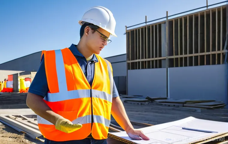 건축기사로서 현장 경험 쌓는 법 - **Prompt 1: Immersive Site Learning**
    "A vibrant, medium shot capturing a young male junior engi...