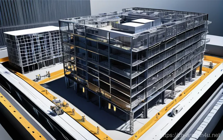 건축사와 건물 수명 주기 관리 - **Prompt:** A futuristic architectural studio interior, bathed in soft, natural light filtering thro...