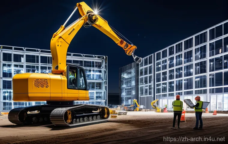 건축기사 시험의 심화 주제 분석 - **A highly detailed, futuristic green building bathed in the warm glow of a setting sun.** The archi...