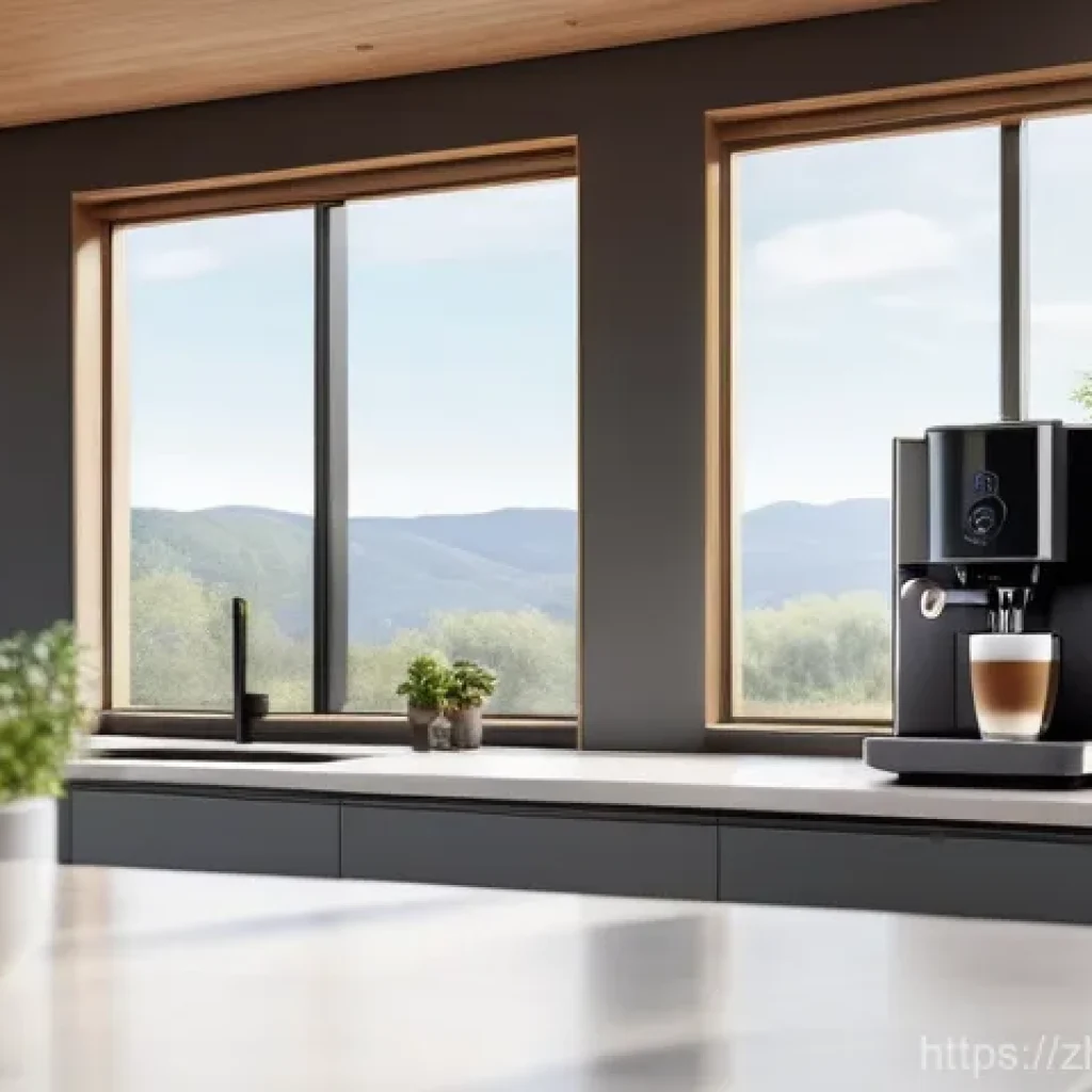 건축분야의 혁신적 기술 사례 - **A modern and comfortable smart home living room.** The scene depicts a family of three (a mother, ...