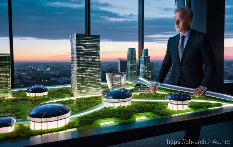 건축분야 자격증 취득 후 장기적 커리어 - **Prompt 2: Collaborative Parametric Design Studio**
    A dynamic, wide-angle shot of a modern, bri...